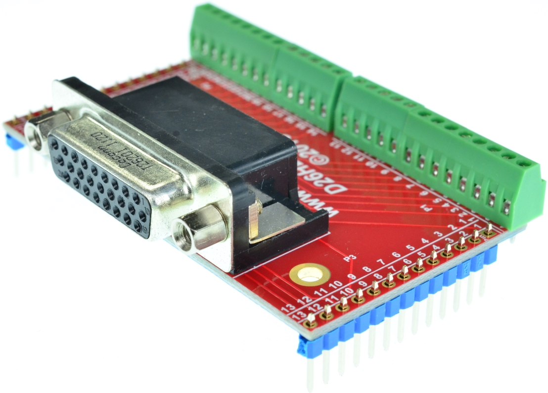 D-Sub High Density 26 DB26HD Female Connector Breakout Board